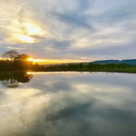 Sunset view over lake in County Antrim