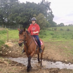 Horse riding over small stream in County Antrim